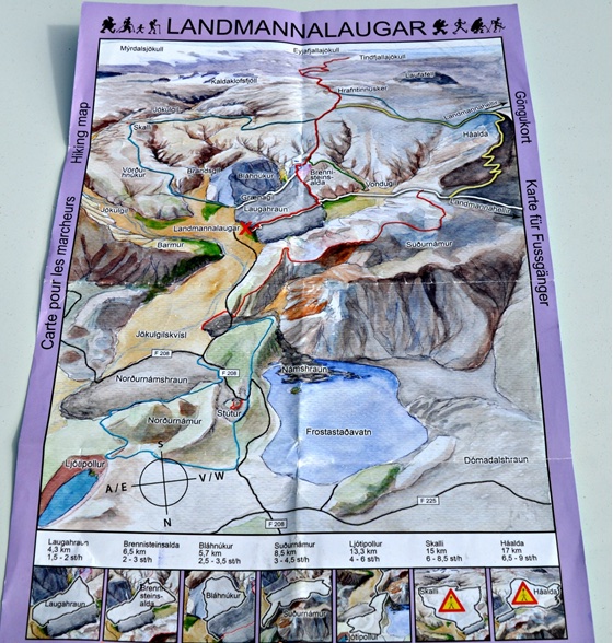 Mapa de rutas en Landmannalaugar